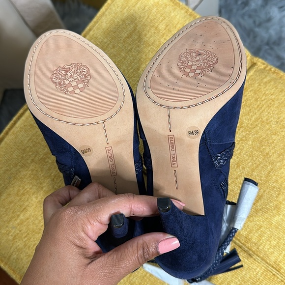 Vince Camuto Blue Suede Peep Toe Booties - Picture 5 of 5
